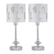 image 1 of Set of 2 Chrome Jewelled Table Lamps with White Fern Shades Chrome | White