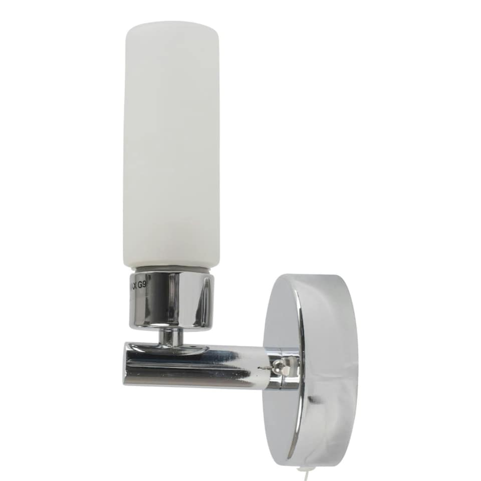 image 1 of First Choice Lighting Set of 2 Polished Chrome IP44 Bathroom Wall Light With Pull Cord Switch Chrome | White