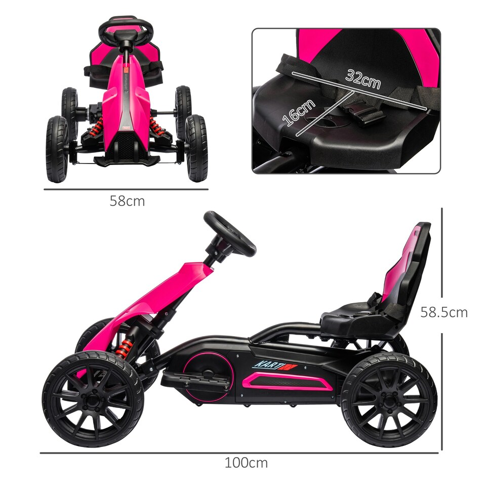 image 1 of HOMCOM 12V Electric Go Kart w/ Forward Reversing 2 Speeds for 3-8 Yrs - Pink