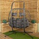 image 5 of Samuel Alexander 2 Seater Hanging Garden Rattan Egg Chair with Steel Frame and Waterproof Cover in Grey Grey