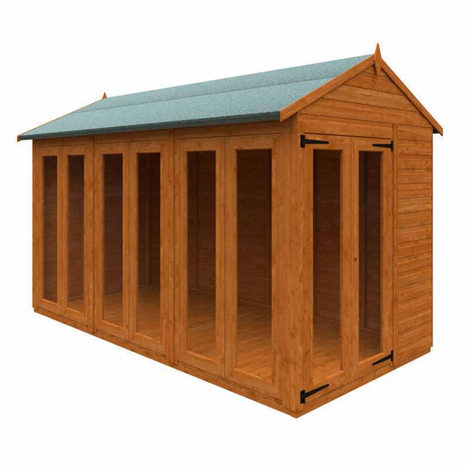 image 1 of 12x6 Flex Apex Full Pane Summerhouse 12mm Flex - L353.8 x W175 x H23.32 cm - Solid Wood/Softwood/Pine - Burnt Orange