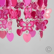 ValueLights Pink Children's Nursery Hearts And Butterflies Ceiling Pendant Light Shade