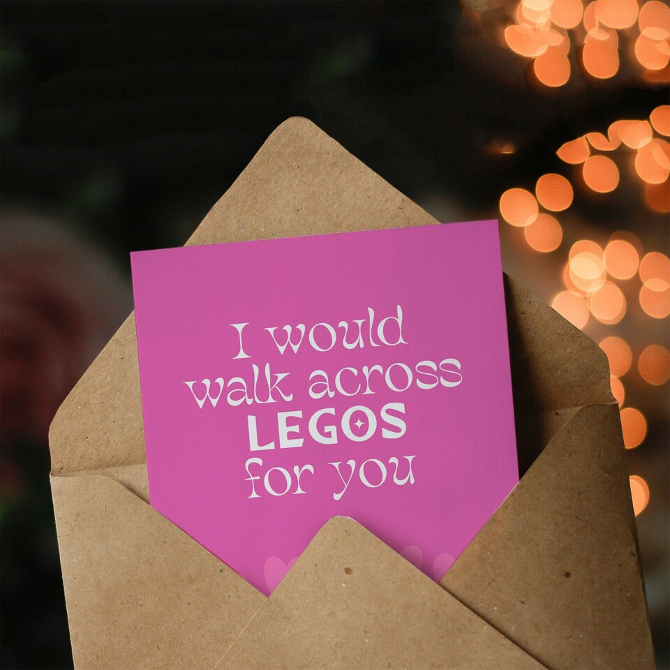 image 1 of I Would Walk Across Toy Blocks For You Funny Romance Anniversary Card