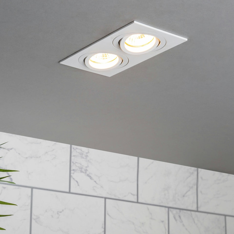 image 1 of BHS Faina 2 Light Adjustable Double Recessed Spotlight | White | White | 1