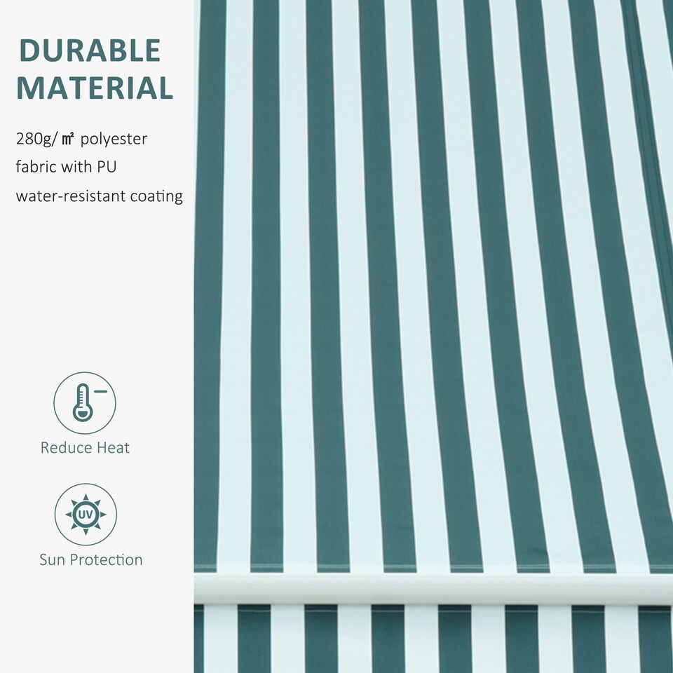 image 1 of Outsunny Garden Sun Shade Canopy Retractable Awning, 3 x 2.5m, Green and White 