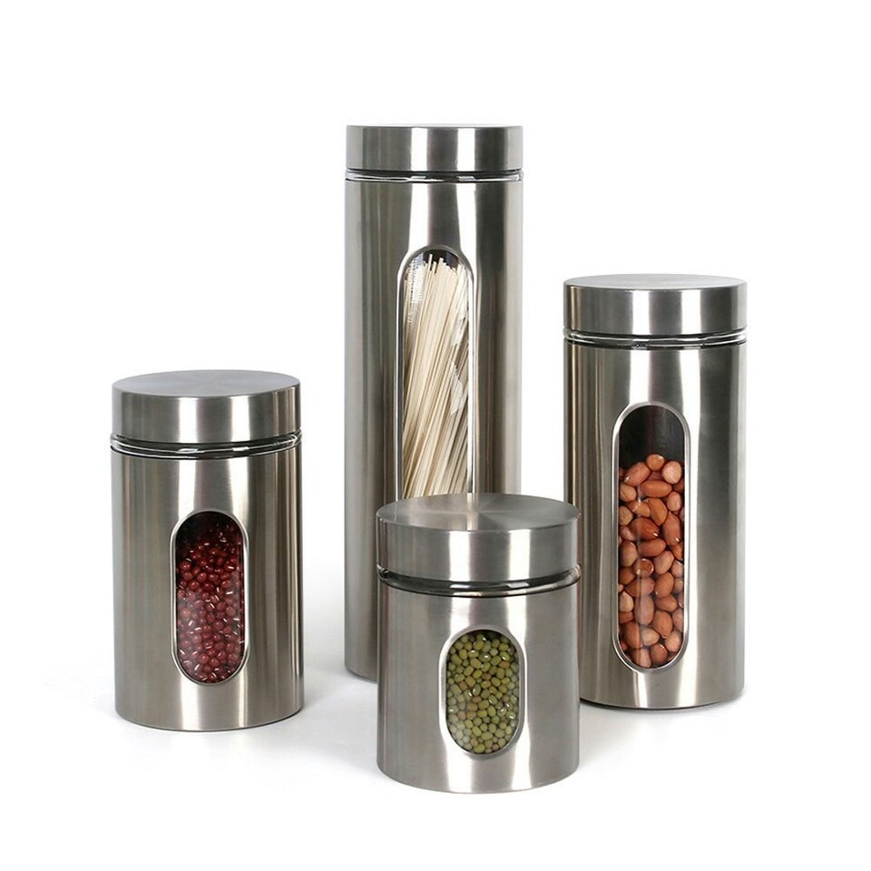image 1 of Living and Home Set of 4 Stainless Steel Food Storage Containers