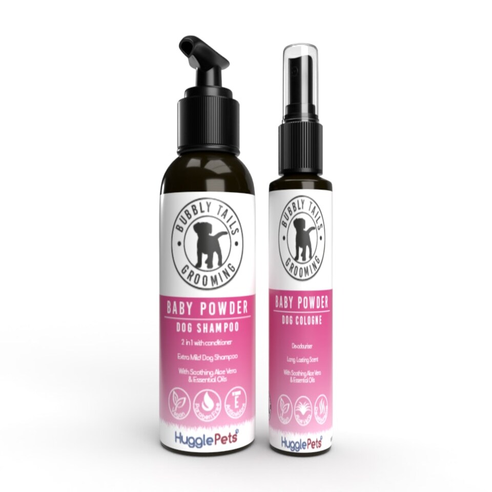 image 1 of HugglePets Bubbly Tails Bundle Dog Shampoo & Cologne - Baby Powder