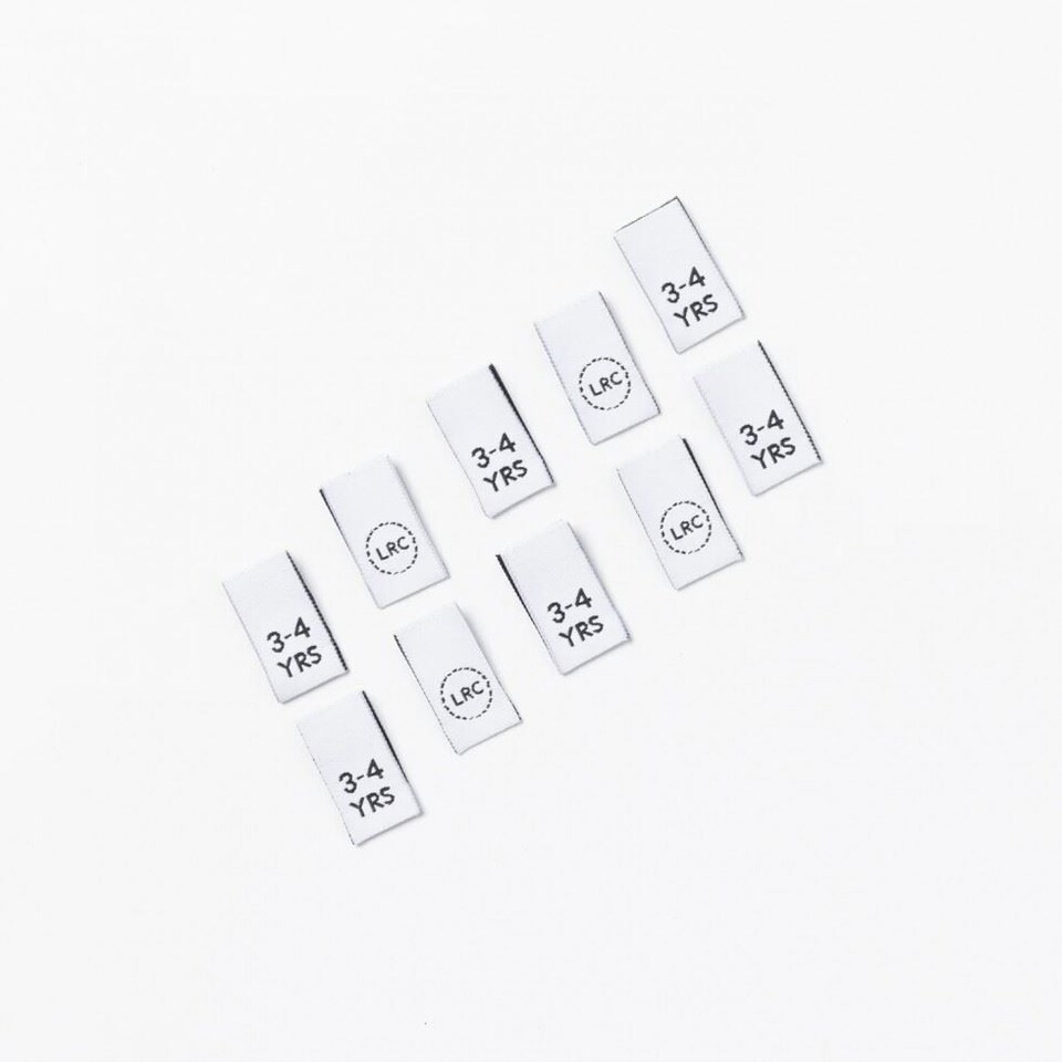 Little Rosy Cheeks Age 6-7 Years Size Woven Labels for Dressmaking - per pack