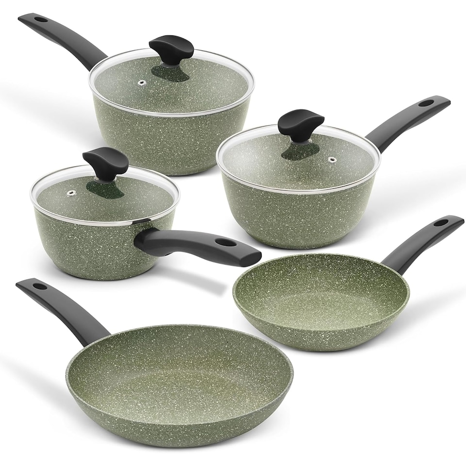 image 1 of Prestige Aluminium Plan Based Non Stick Induction 5 Piece Cookware Set