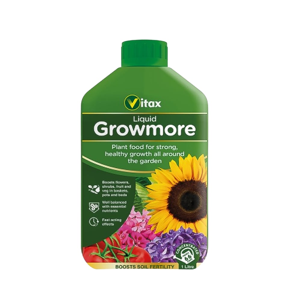 image 1 of Vitax Liquid Growmore 1L Concentrated All Purpose Plant Feed for Lawns Vegetables Flowers NPK Fertiliser Growth Boost
