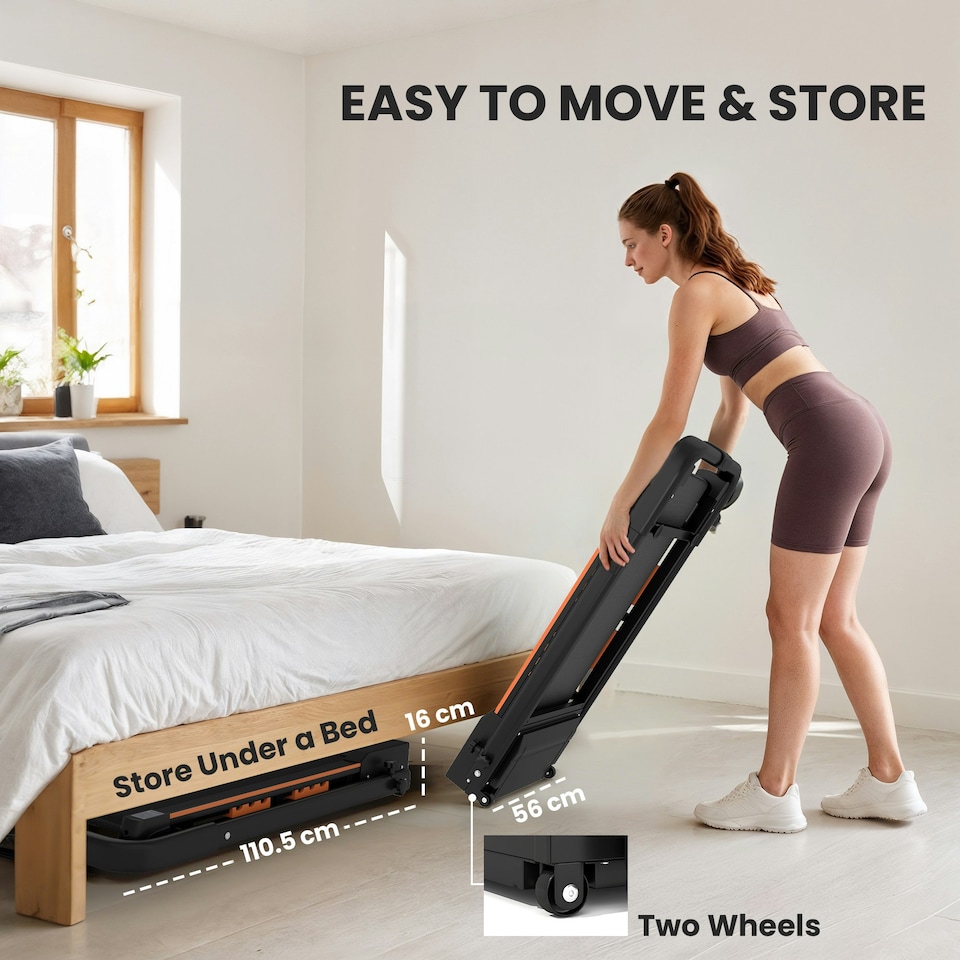 image 1 of HOMCOM 1-6 km/h Folding Motorised Treadmill Walking w/ Remote Control Black
