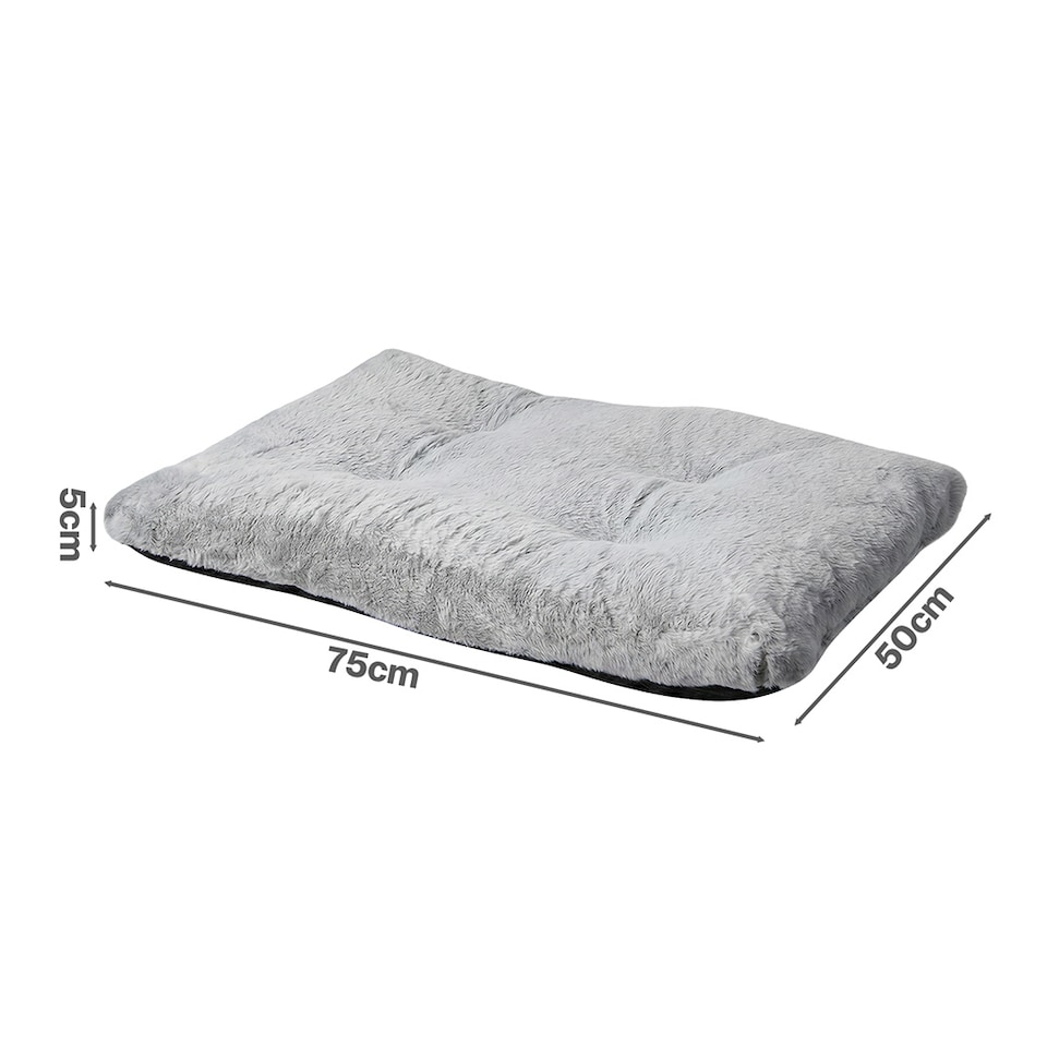 image 1 of Skylos Soft Plush Pet Bed Washable Cushion Mat for Dog Cat Crate Puppy | Grey | 75 x 50cm | One Size