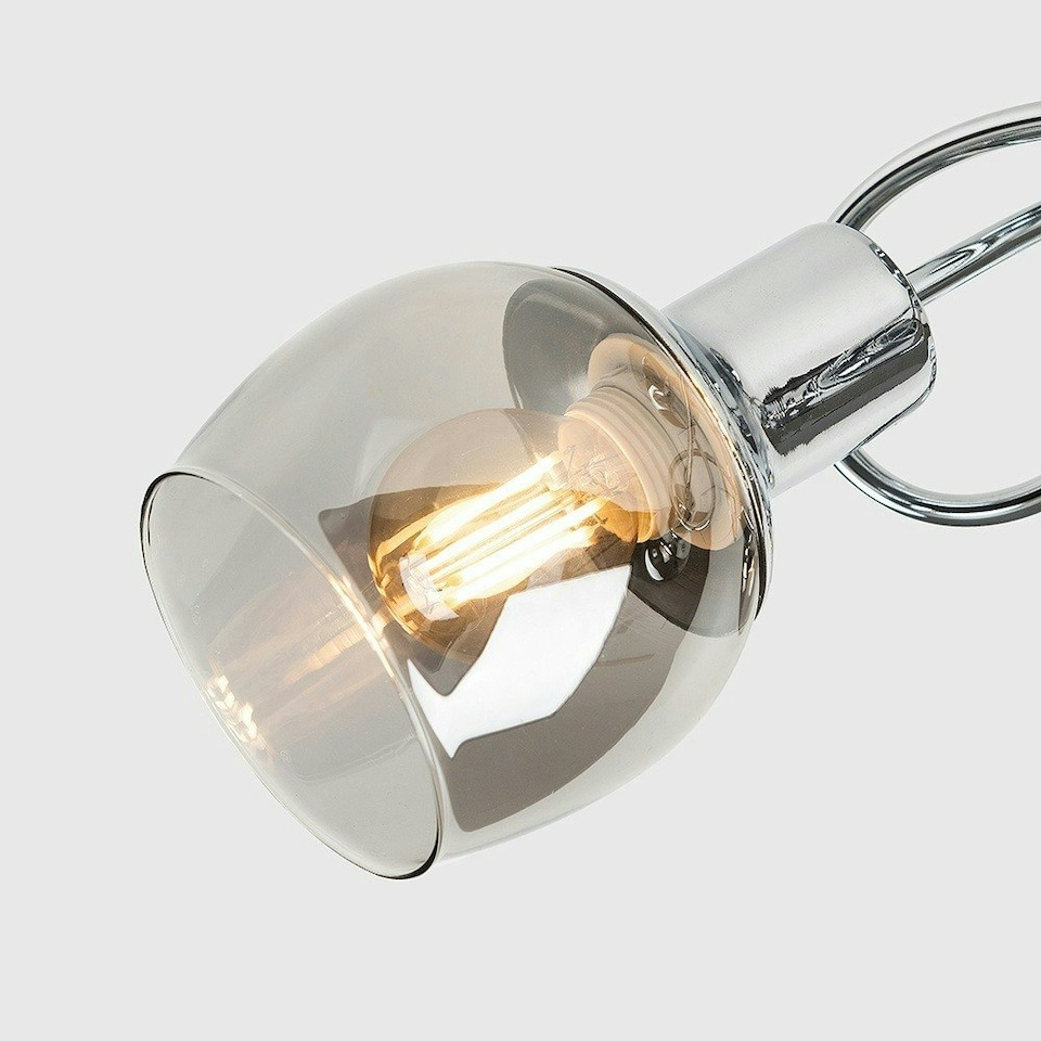 image 1 of ValueLights Zarah Polished Silver Semi-Flush Light and E14 Golfball LED 4W Warm White 2700K Bulb | Chrome