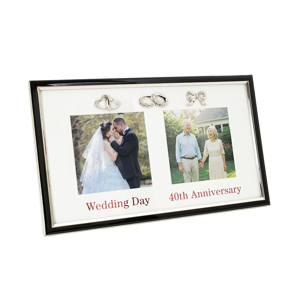 image 1 of 40th Anniversary & Wedding Frame with Silver & Black Icons Silver | One Size