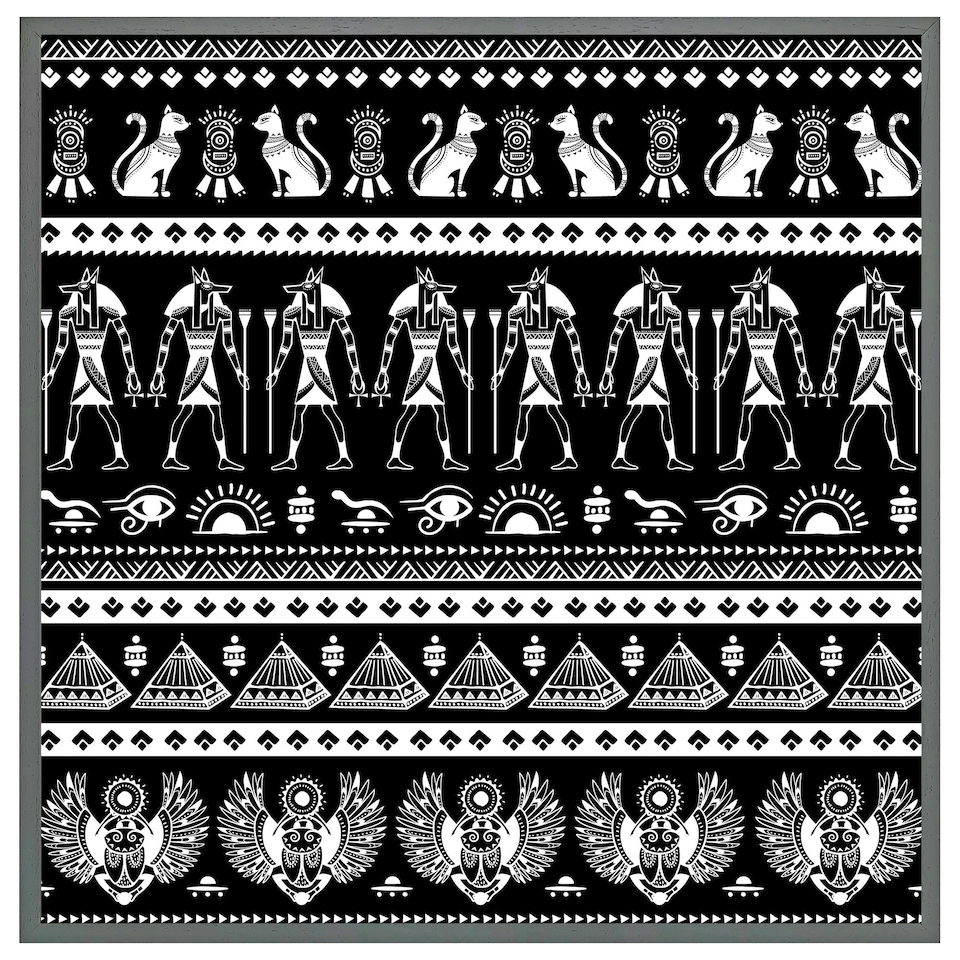 image 1 of Heiroglyphs on black (Picutre Frame) Grey | XS