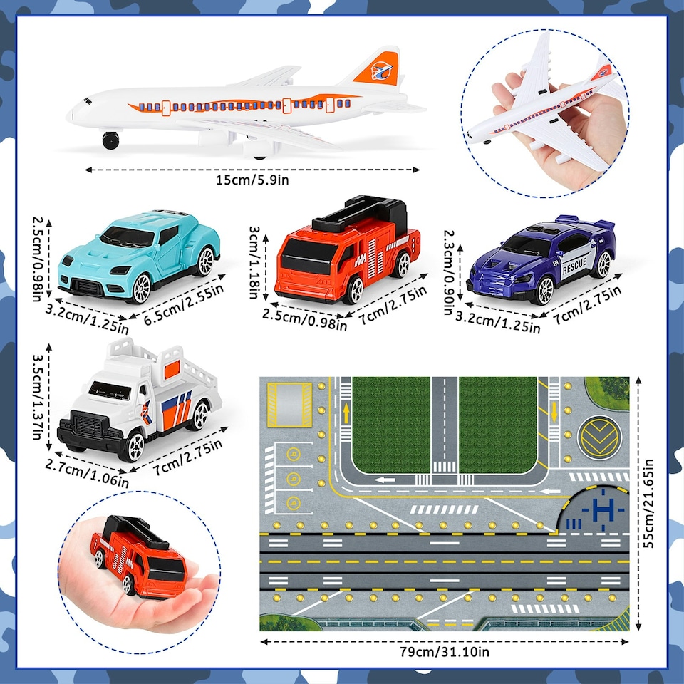 image 1 of Interactive Airport Play Set – Aircraft Tower, Vehicles & Large Battle Map for Kids Ages 3+