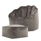 image 1 of icon Sirena Scallop Chair Bean Bag and Footstool Charcoal Grey Velvet Bean Bags Grey