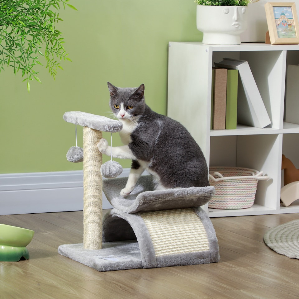 image 1 of PawHut Cat Tree Tower, Rotatable Top Bar, Sisal Post, Tunnel, Balls