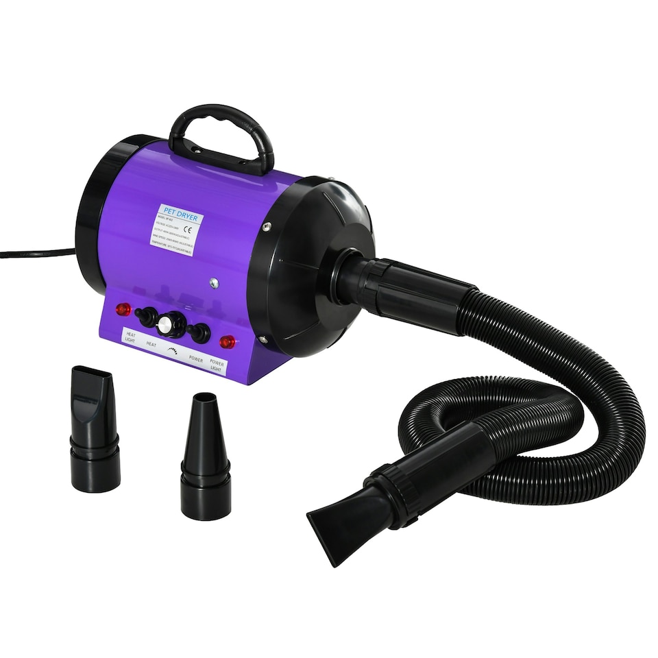 image 1 of PawHut 2800W Dog Hair Dryer Pet Grooming Blaster Blower Dryer 3 Nozzles, Purple