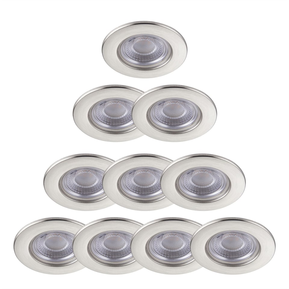 image 1 of Set of 10 Satin Nickel Fire Rated 6W LED 4000K Recessed Downlights