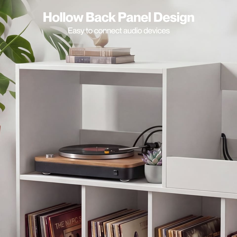 image 1 of Levede Record Player Stand 300+ Album Storage Turntable Cabinet Rubber Wood