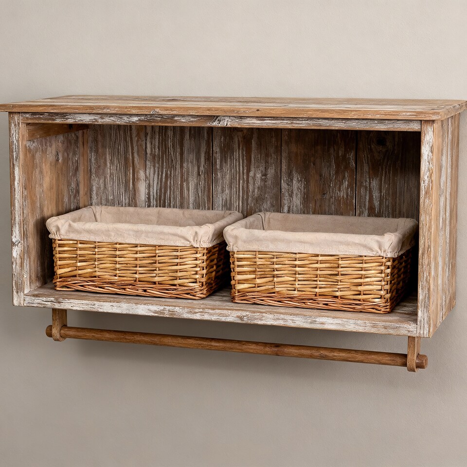 image 1 of Wickerfield Rectangular Wicker Storage Basket with Fabric Lining for Home Storage, Shelves & Gift Hampers