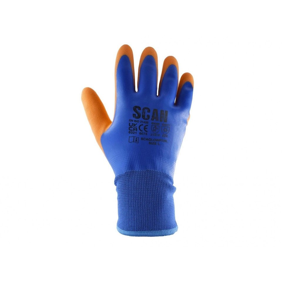 image 1 of Scan Thermal Waterproof Latex Coated Gloves - Multi Colour - L (Size 9) | Multi | L (Size 9)