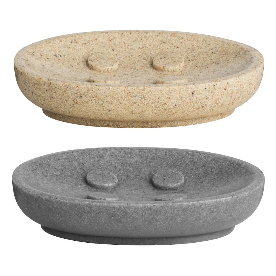 image 1 of Interiors by Premier Curved Grey Soap Dish, Water Resistant Soap Tray, Compact Bathroom Soap Holder, Polyresin Draining Soap Dish