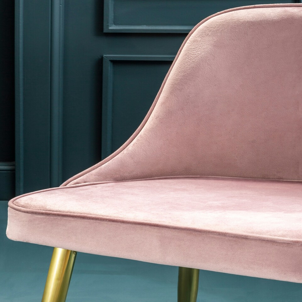 image 1 of Interiors by Premier Dusky Pink Velvet Dining Chair, Mid-Century Modern Pink and Gold Velvet Dining Chairs, Luxury Dining Chair