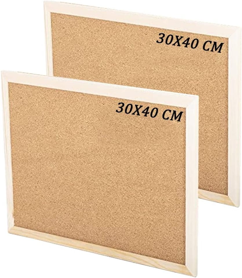 KAV 30 x 40CM Cork Notice Pin Board - Notice Board Bulletin Wooden Frame for Office, School, Bedroom, Memo, and Home (Pack of 2)