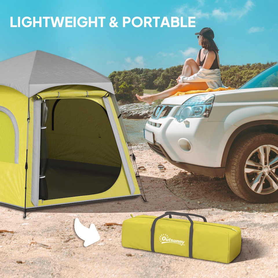image 1 of Outsunny Instant Camping Tent, 4 Person Easy Setup Dome Tent | Yellow | Yellow | 2.8L x 2.4W x 1.55H m