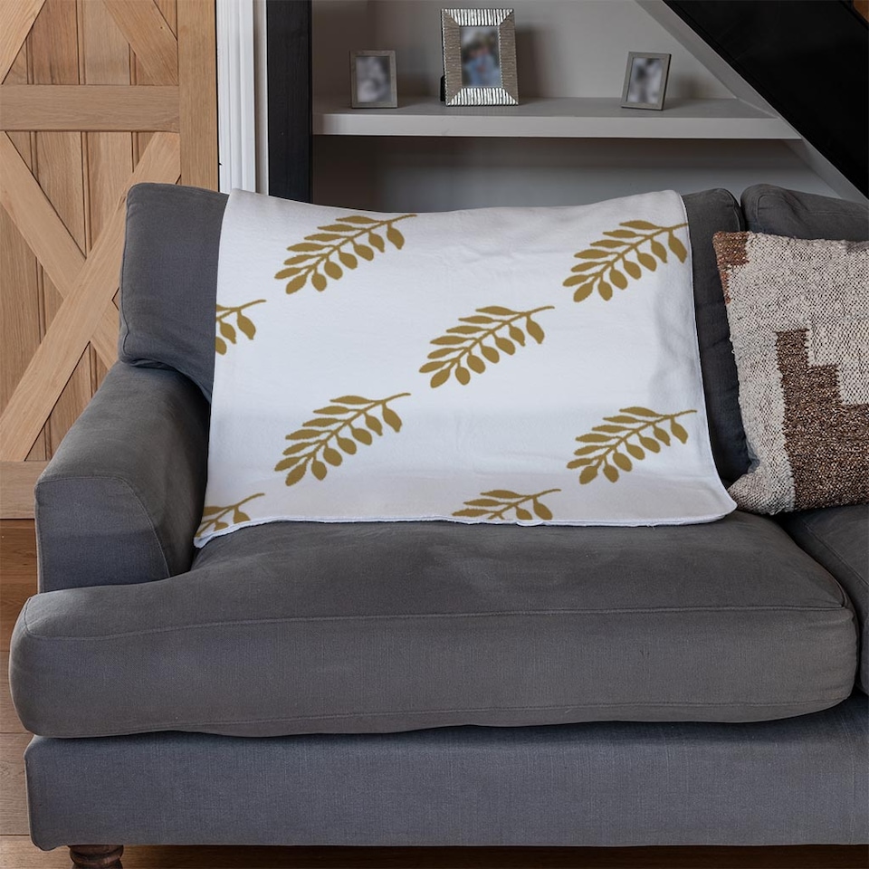 image 1 of Gold Leaf Pattern Blanket | Multi
