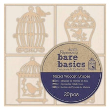 Wooden Shapes (20pcs) - Bare Basics - Birdcages