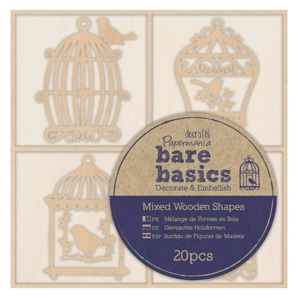 Wooden Shapes (20pcs) - Bare Basics - Birdcages