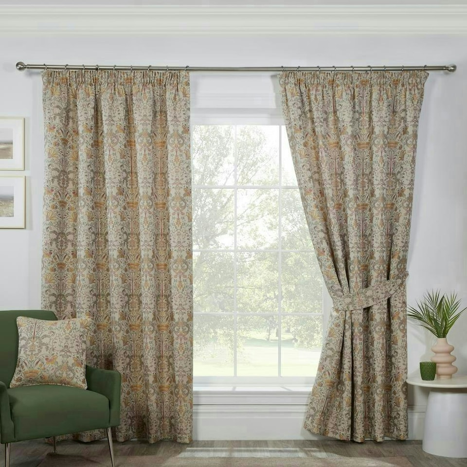 image 1 of Kyoto Pencil Pleat Curtains - Beige - 117cm x 229cm