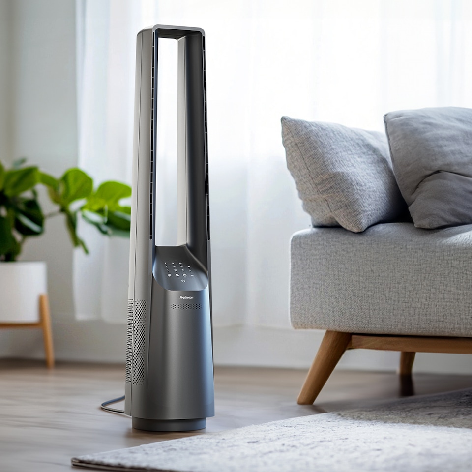 image 1 of Pro Breeze Bladeless Tower Fan - Silver