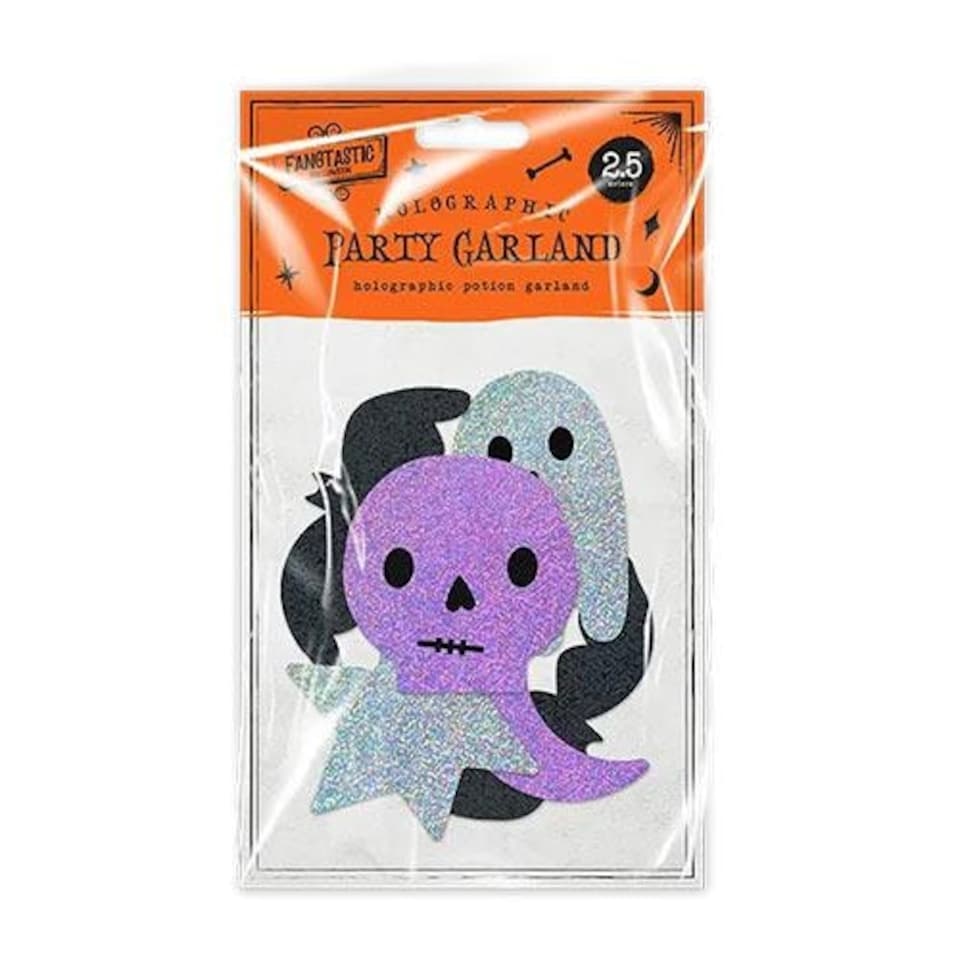 Skeleton & Ghosts Halloween Holographic Party Garland 2.5m