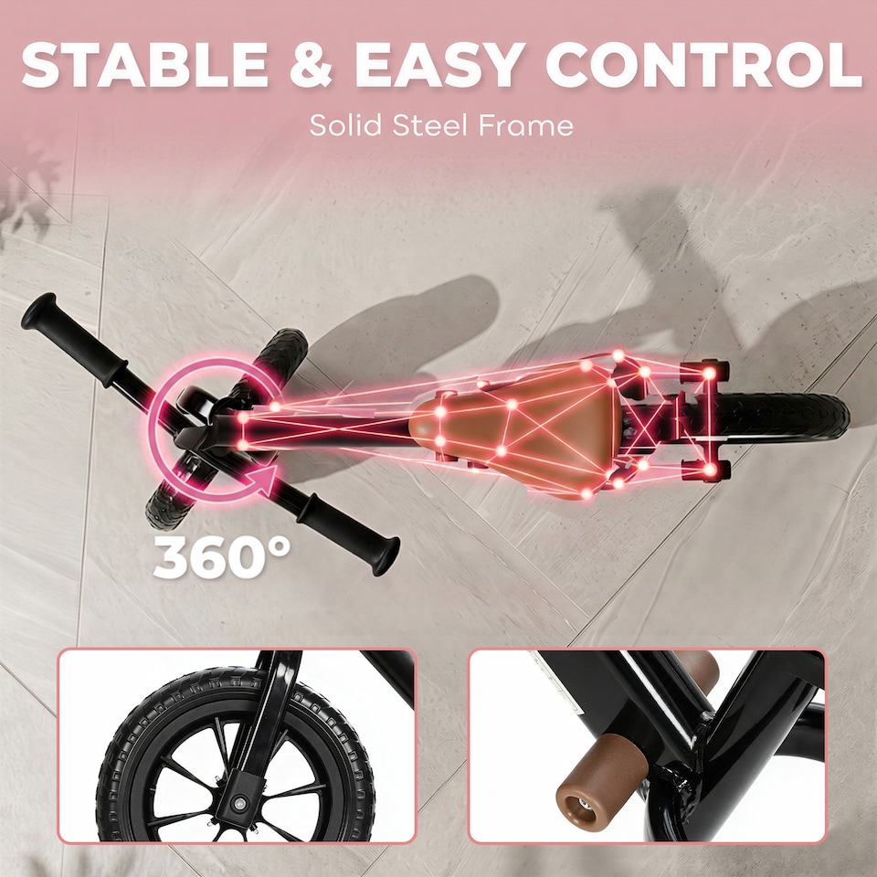 image 1 of AIYAPLAY 11.2" Balance Bike with Lighting Wheels for 2-5 Years, Black