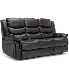 Seattle 3 Seater Electric High Back Bonded Leather Recliner Sofa (Brown)