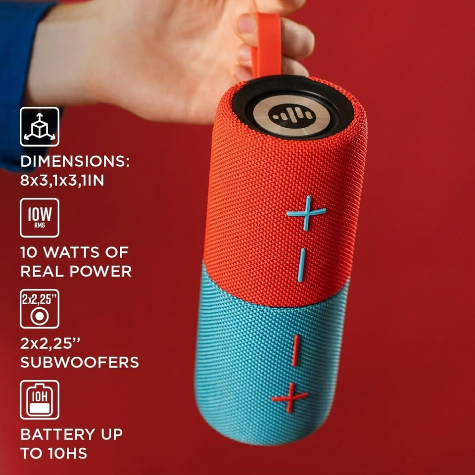 image 1 of Stromberg - Twin 2-in-1 Mini Portable Bluetooth Speaker 10W  Blue and Red