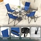 image 6 of Outsunny 5 PCs Garden Furniture Set, Round Table and Stackable Chairs, Blue | Blue | Dark Blue | Table: 80x71 cm; Chair: 54x71x93 cm