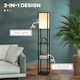image 3 of HOMCOM Floor Lamp Reading Lamp with 3-Tier Storage Shelf for Home Office, Black