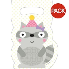 Creative Party Happi Woodland Party Bags (Pack of 8) - White/Grey/Yellow - One Size