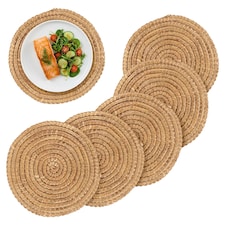 Argon Tableware 30cm Round Placemats - Set of 6 - Woven Palm Leaf Serving Dish Trays Cake Boards Table Protector Mats | Brown | Brown | One Size | 6