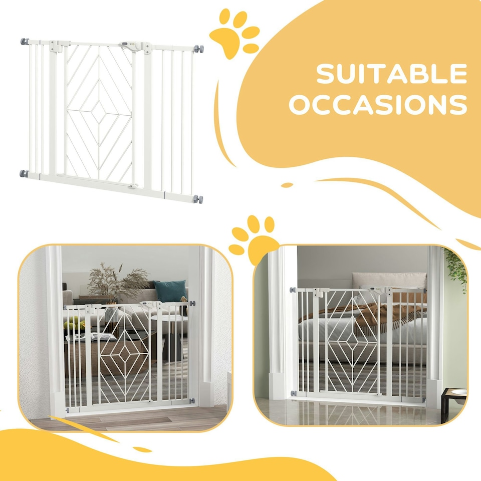 image 1 of Pressure Fit Safety Gate w/ Auto Closing Door, Double Locking, 74-100cm Openings