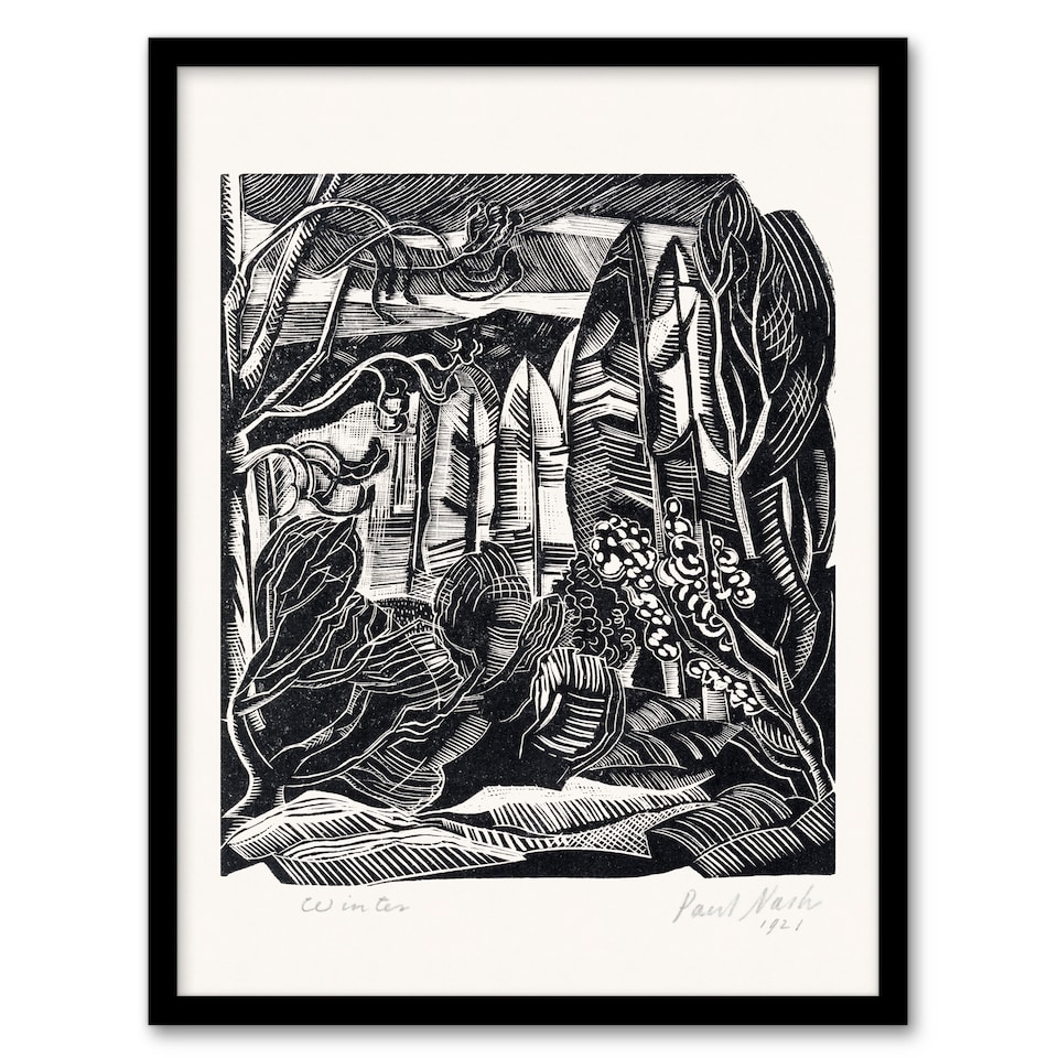 image 1 of Paul Nash Framed Wall Art Winter in Hampden Black White Landscape Home Décor