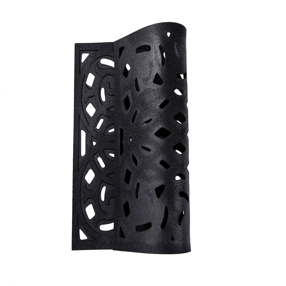 image 1 of Nicoman Victorian Style Rubber Outdoor Door Mat Black 60 x 40cm