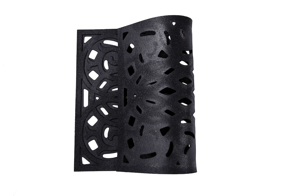 image 1 of Nicoman Victorian Style Rubber Outdoor Door Mat Black 60 x 40cm