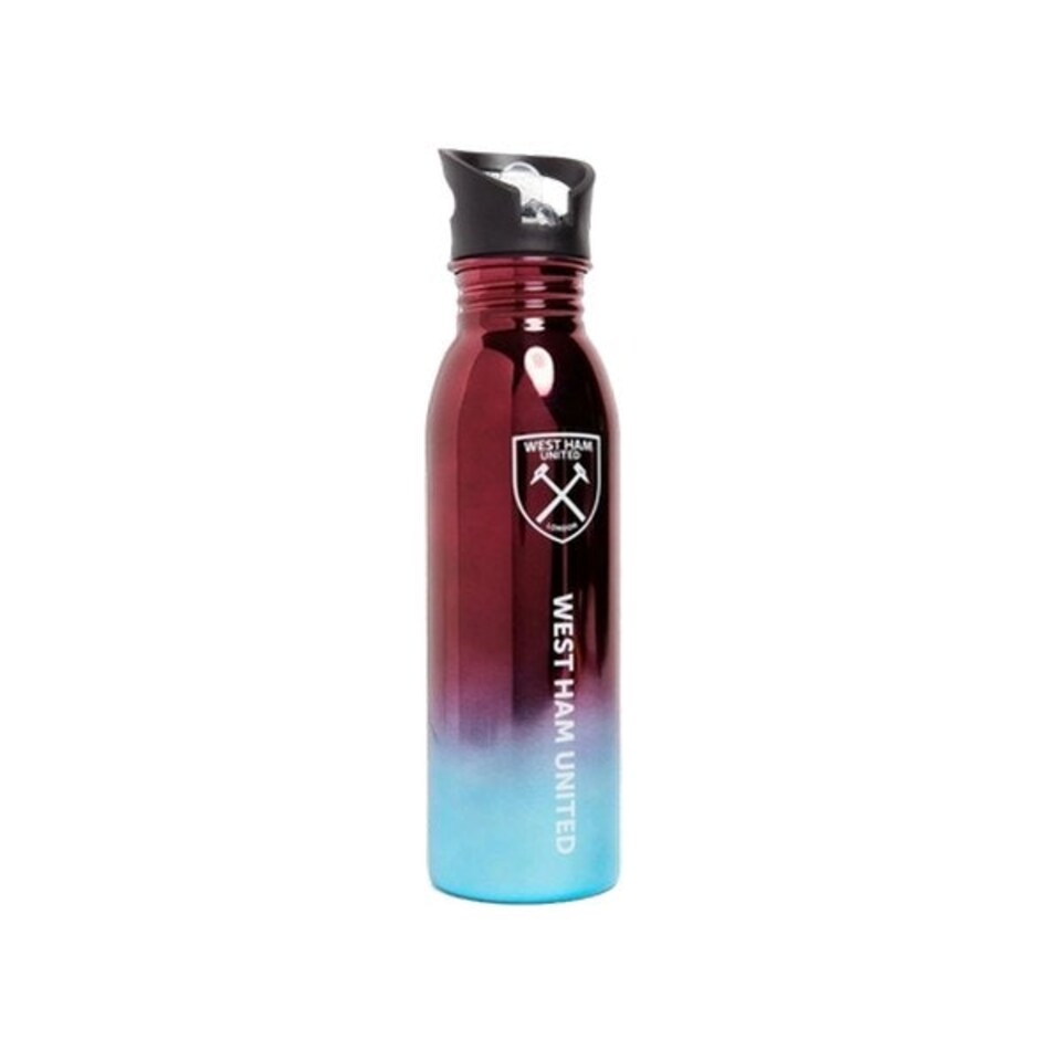 West Ham United FC Crest Stainless Steel Water Bottle - Claret Red/Sky Blue - One Size