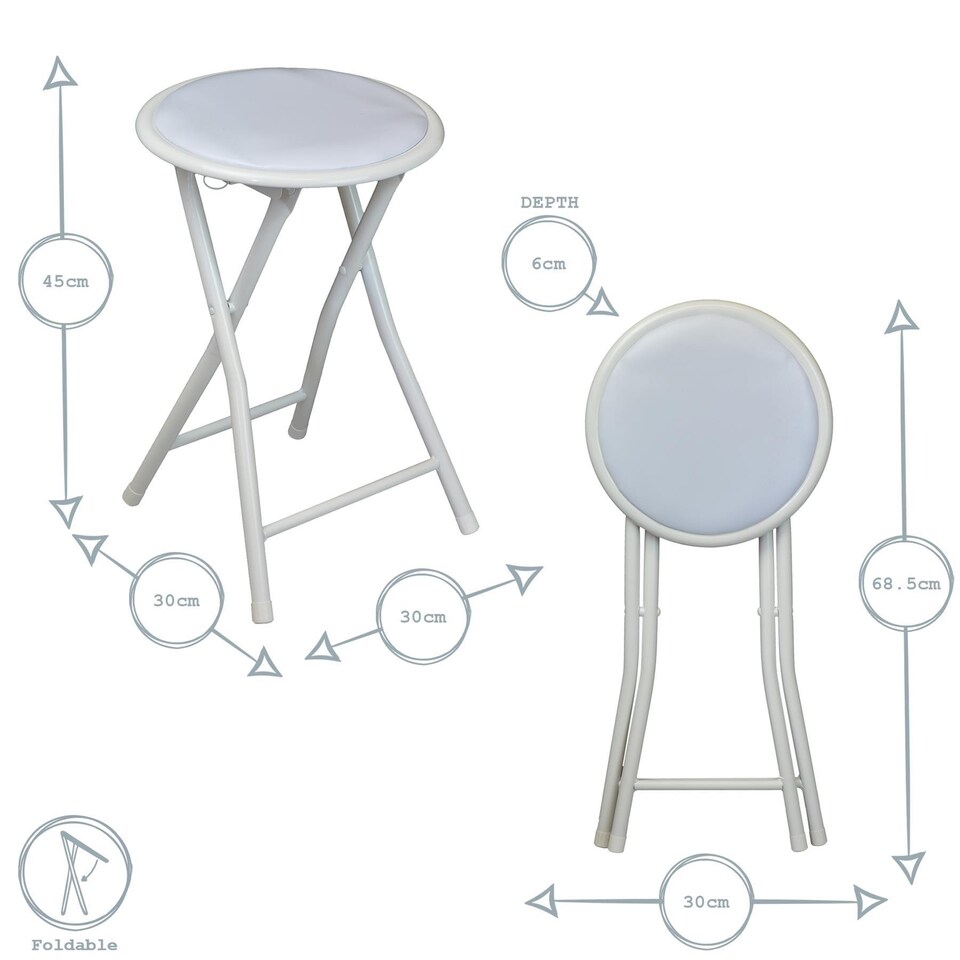 image 1 of Harbour Housewares Padded Folding Stool - White | White | White